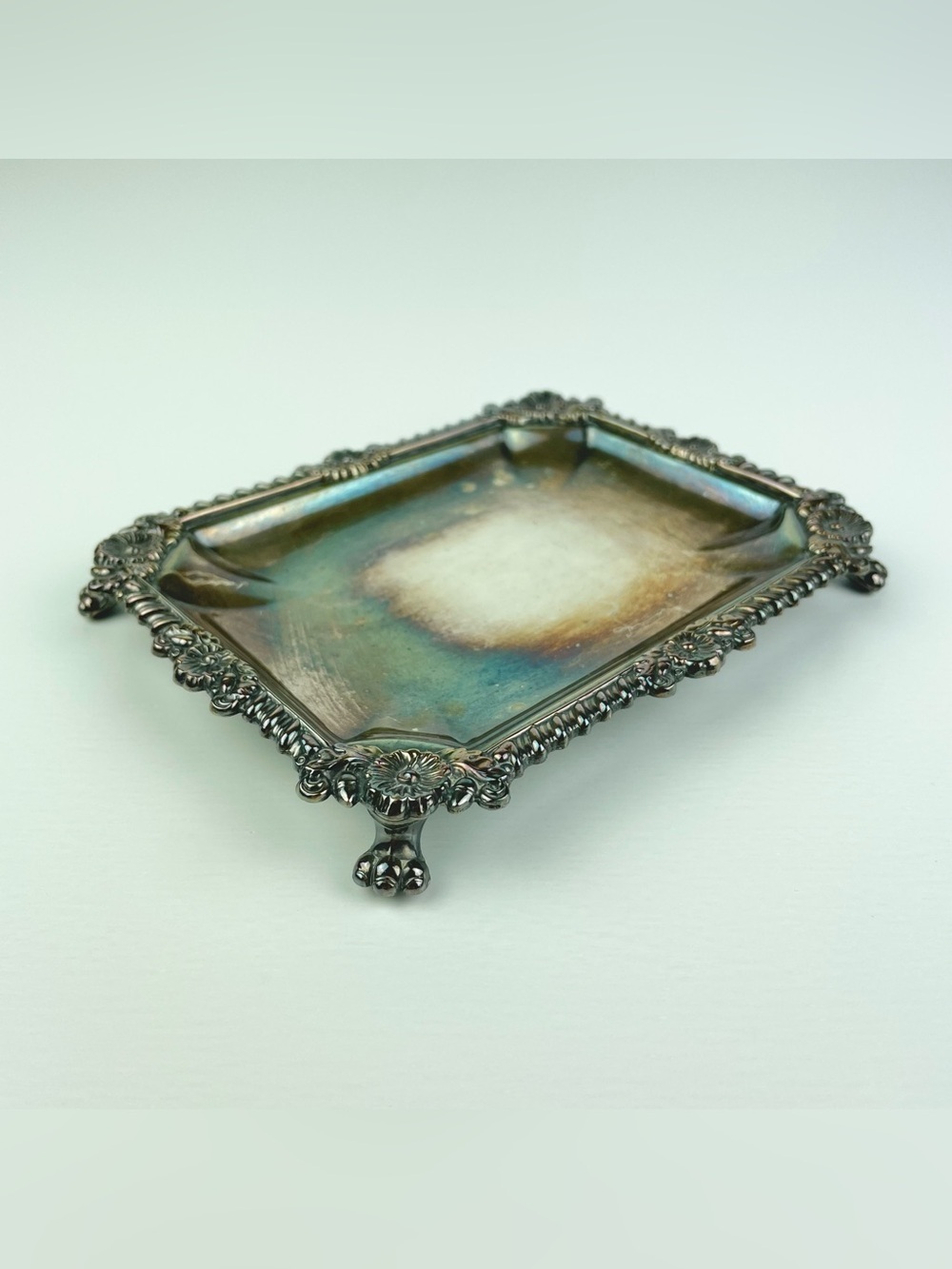 VTG Rideau Plate Silver Plated EP Copper Decorative Footed Soap Dish Victorian
